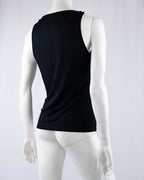 Morgan de Toi Black Cowl-Neck Gold Hardware Camisole Top