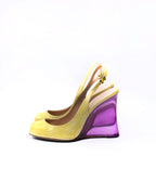 Emporio Armani Patent Leather Lucite Wedge Slingbacks