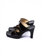 Charles Jourdan Black Patent Leather Platform Mules