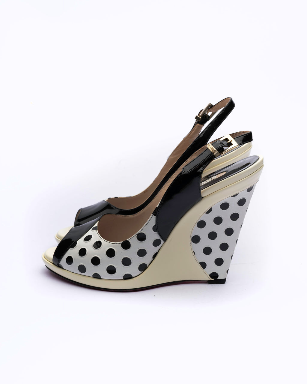 Luciano Padovan Polka Dot Wedge Slingbacks