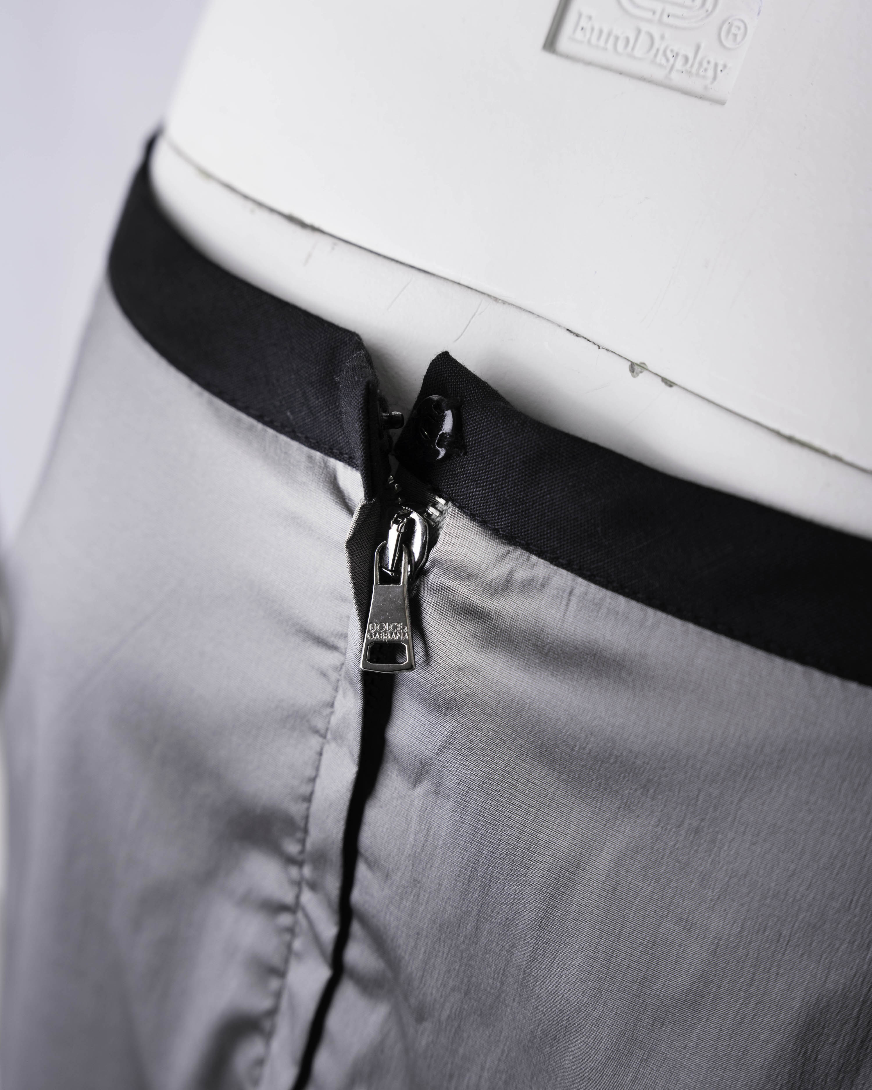 Dolce & Gabbana Silver Silk Pencil Skirt