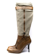 Pollini Canvas & Leather Knee-High Boots