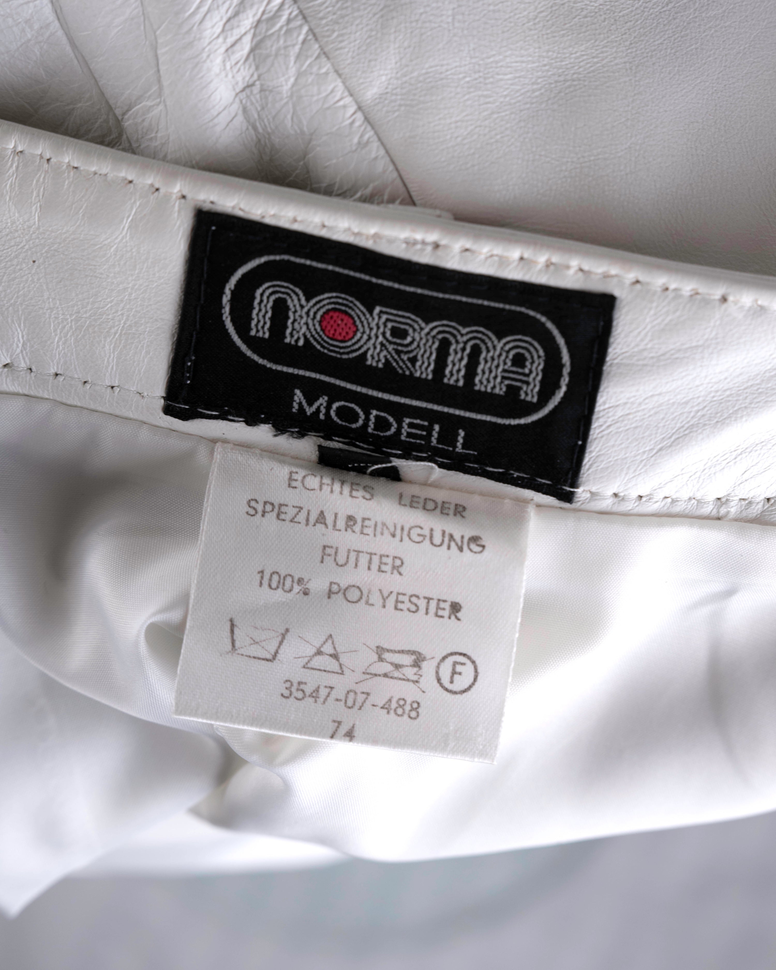 Norma White Leather Midi Skirt