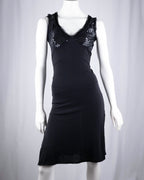 Black Sequin Open-Back Slip Dress