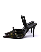 Moschino Plaid Patent Leather Slingback Heels