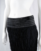 Patrizia Pepe Black Silk Beaded Fringe Skirt