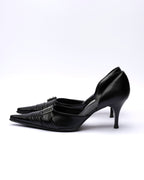 Any Leather Pointed buckle Pumps