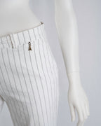 Patrizia Pepe Firenze White Pinstripe Lace-Up Capri Pants
