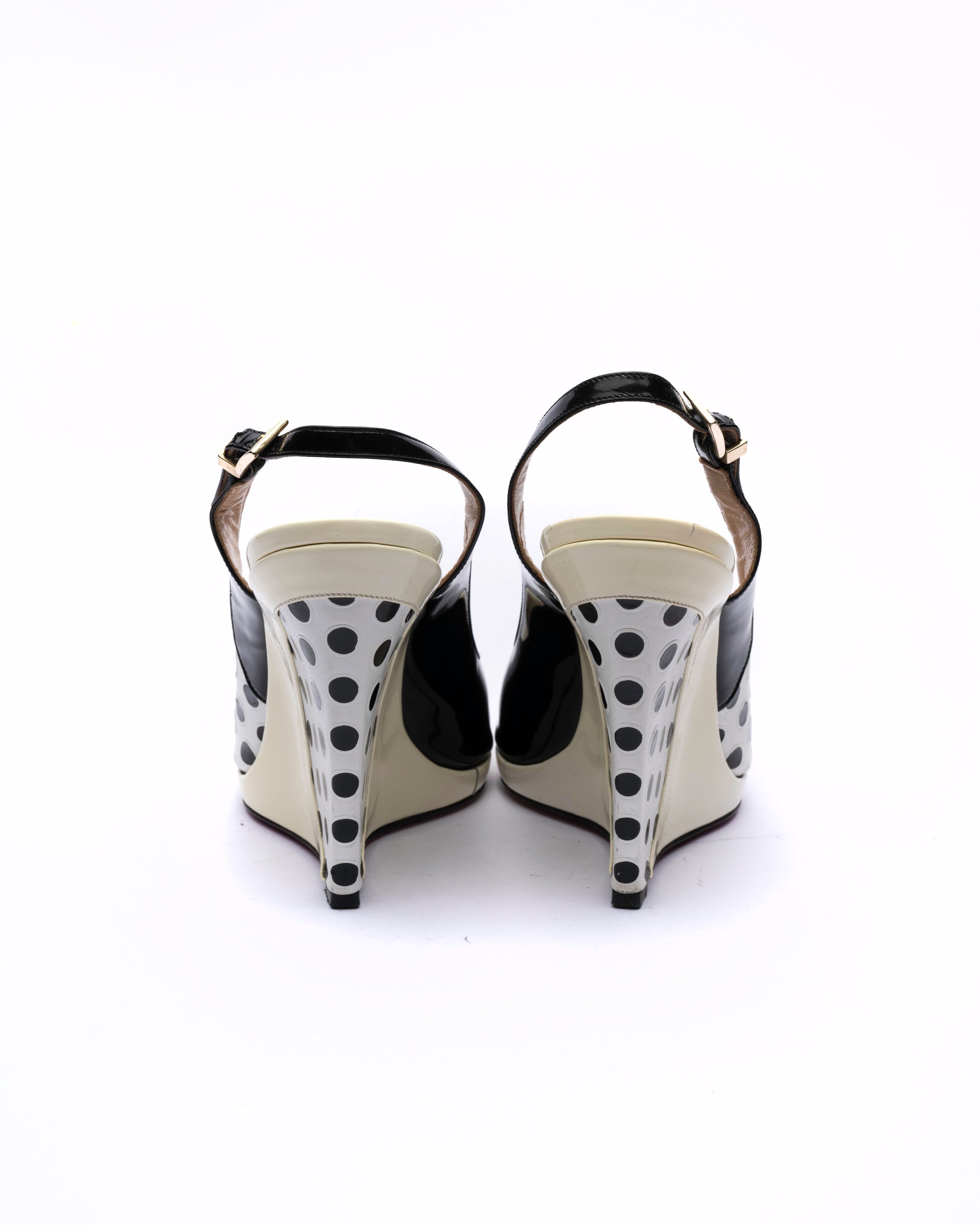 Luciano Padovan Polka Dot Wedge Slingbacks