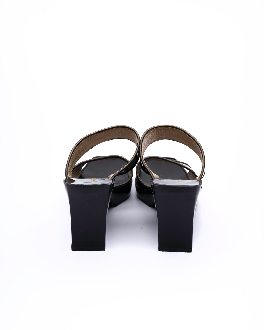 Charles Jourdan Black Patent Leather Platform Mules