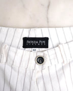 Patrizia Pepe Firenze White Pinstripe Lace-Up Capri Pants