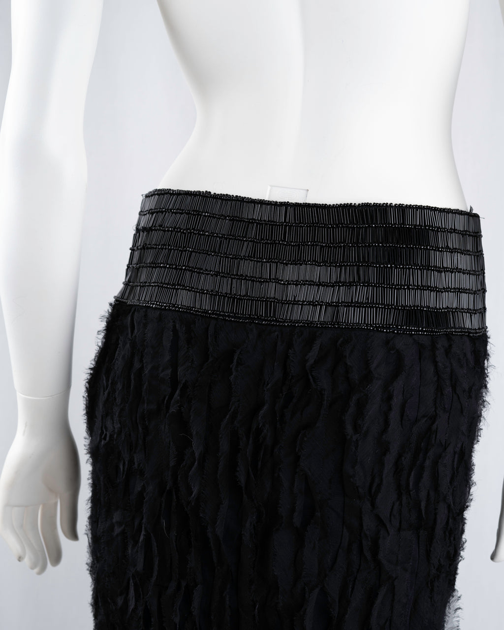 Patrizia Pepe Black Silk Beaded Fringe Skirt