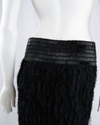 Patrizia Pepe Black Silk Beaded Fringe Skirt