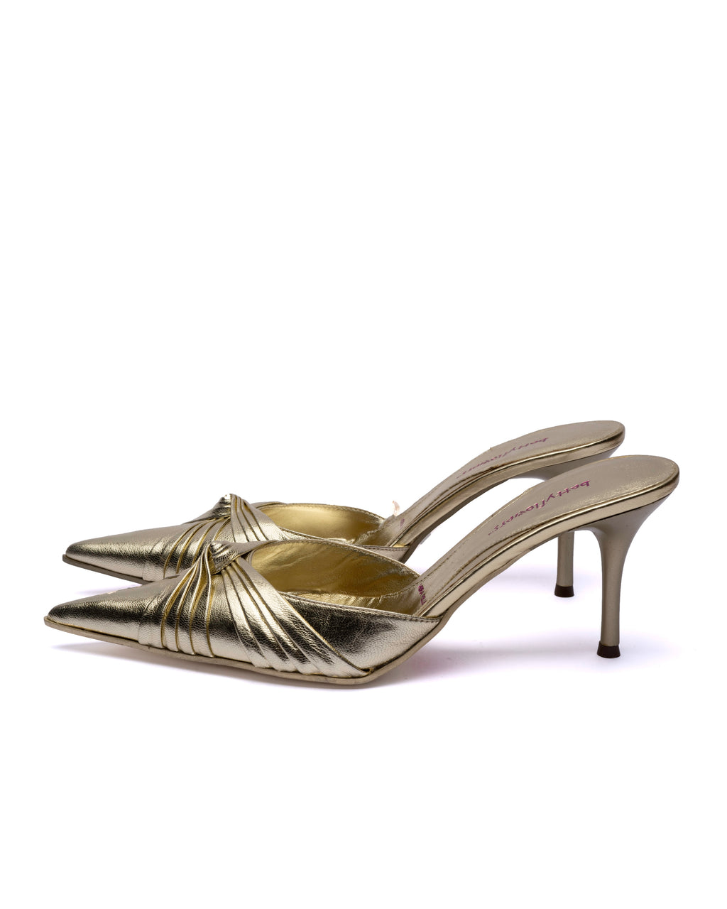 Betty Flowers Gold Leather Mules