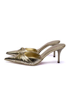 Betty Flowers Gold Leather Mules