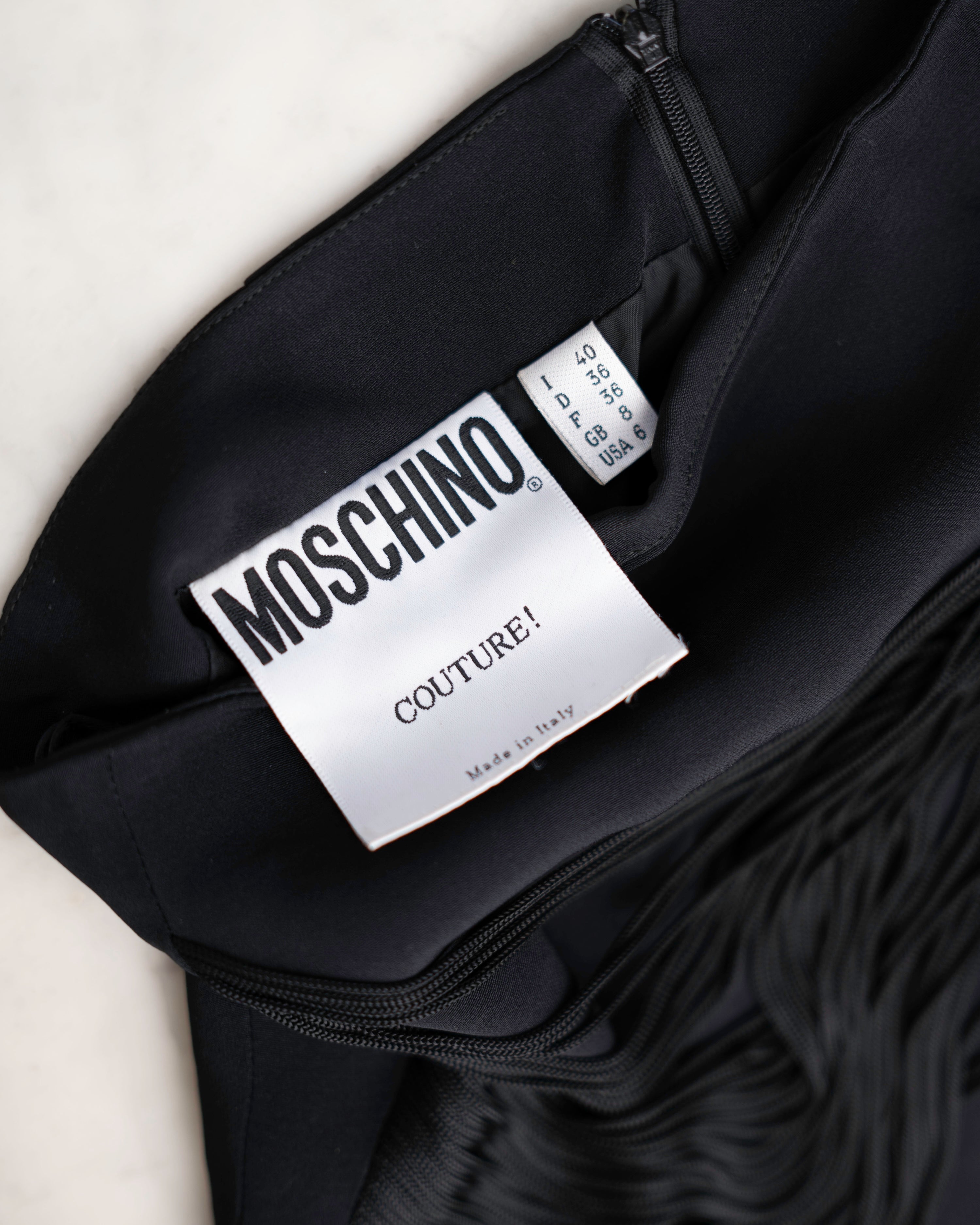 Moschino Couture Black Fringe Pencil Skirt