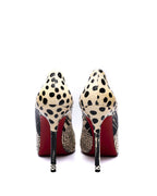 Christian Louboutin Python/ Polka Dot Print Peep-Toe Pumps