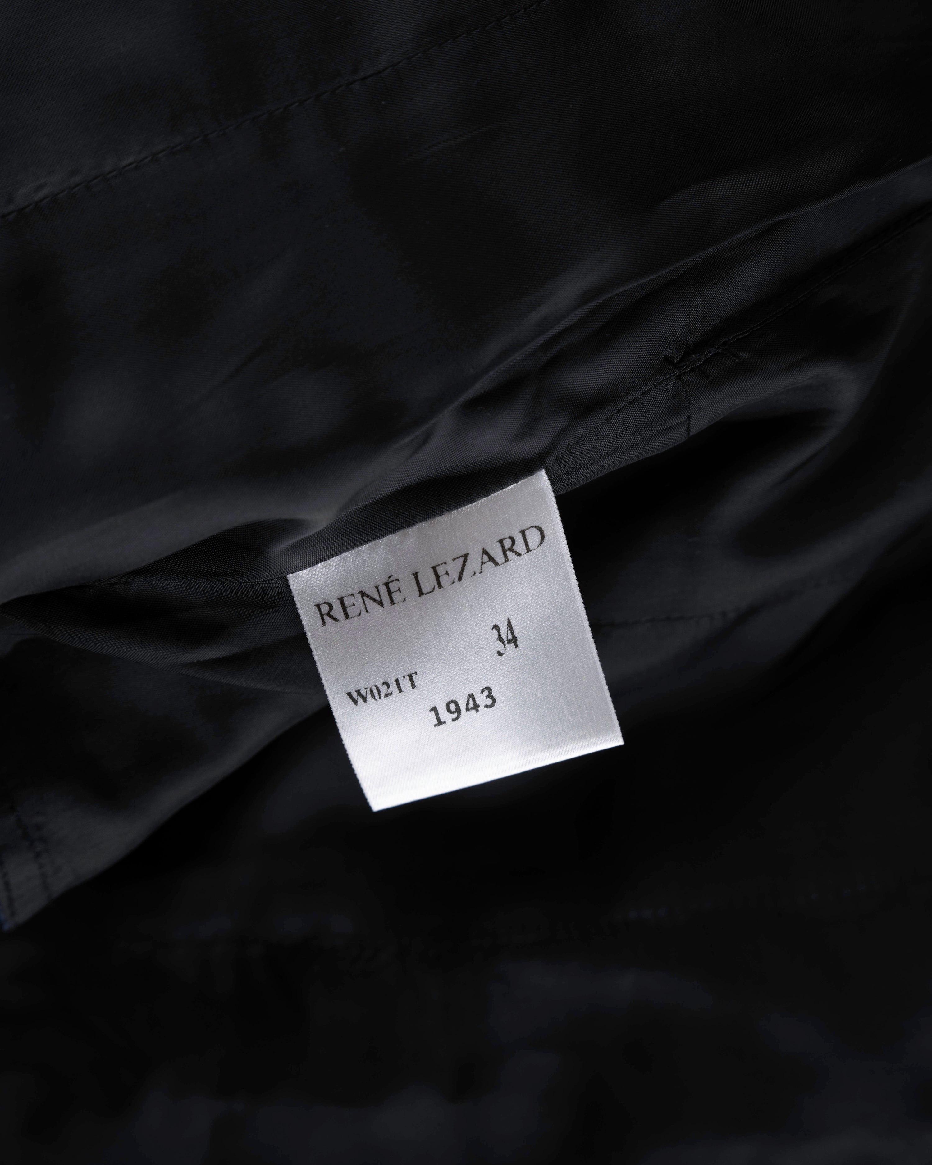 René Lezard Navy Silk Corset Top with Side Zip