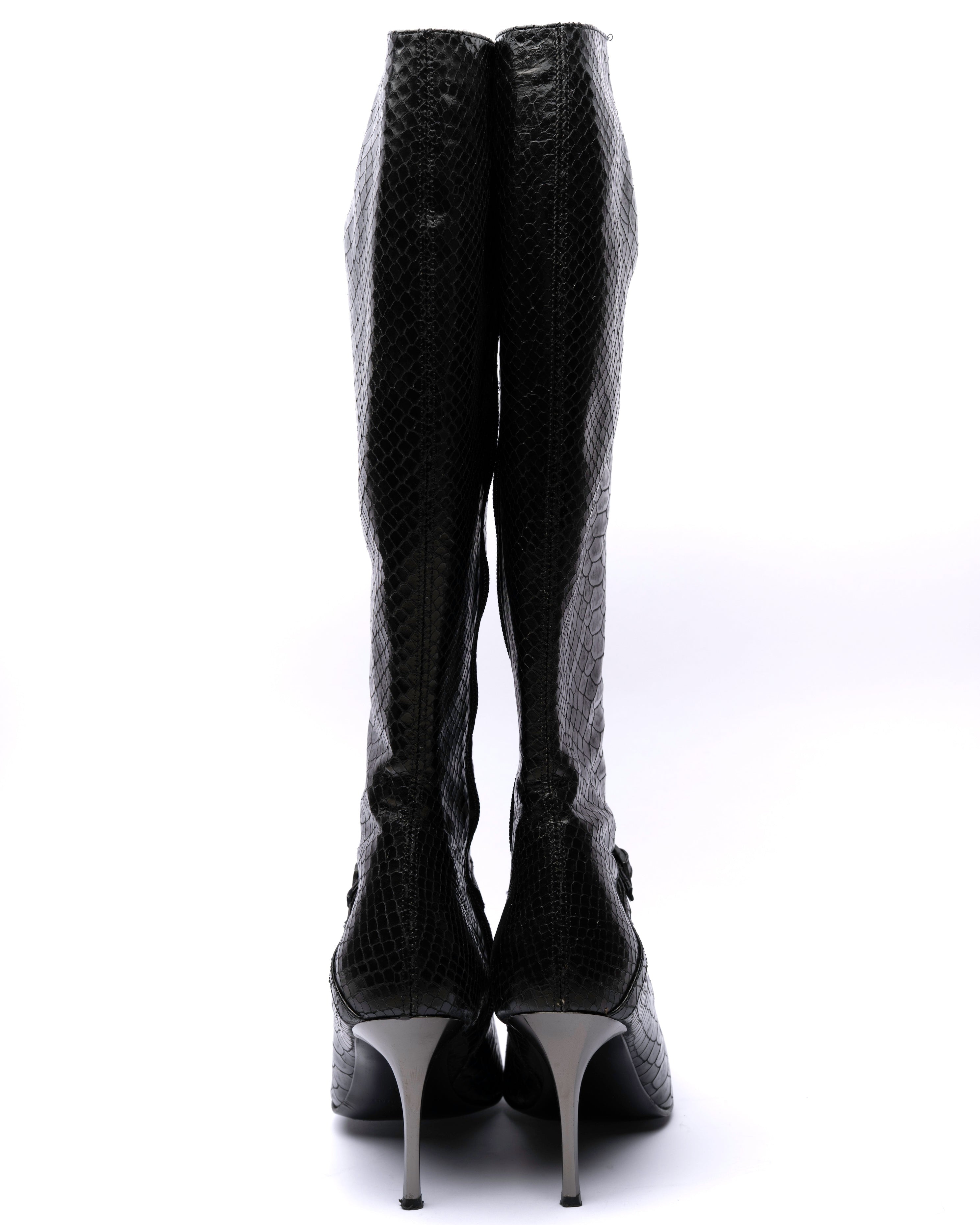 Kalliste Snake-Embossed Leather Knee-High Boots