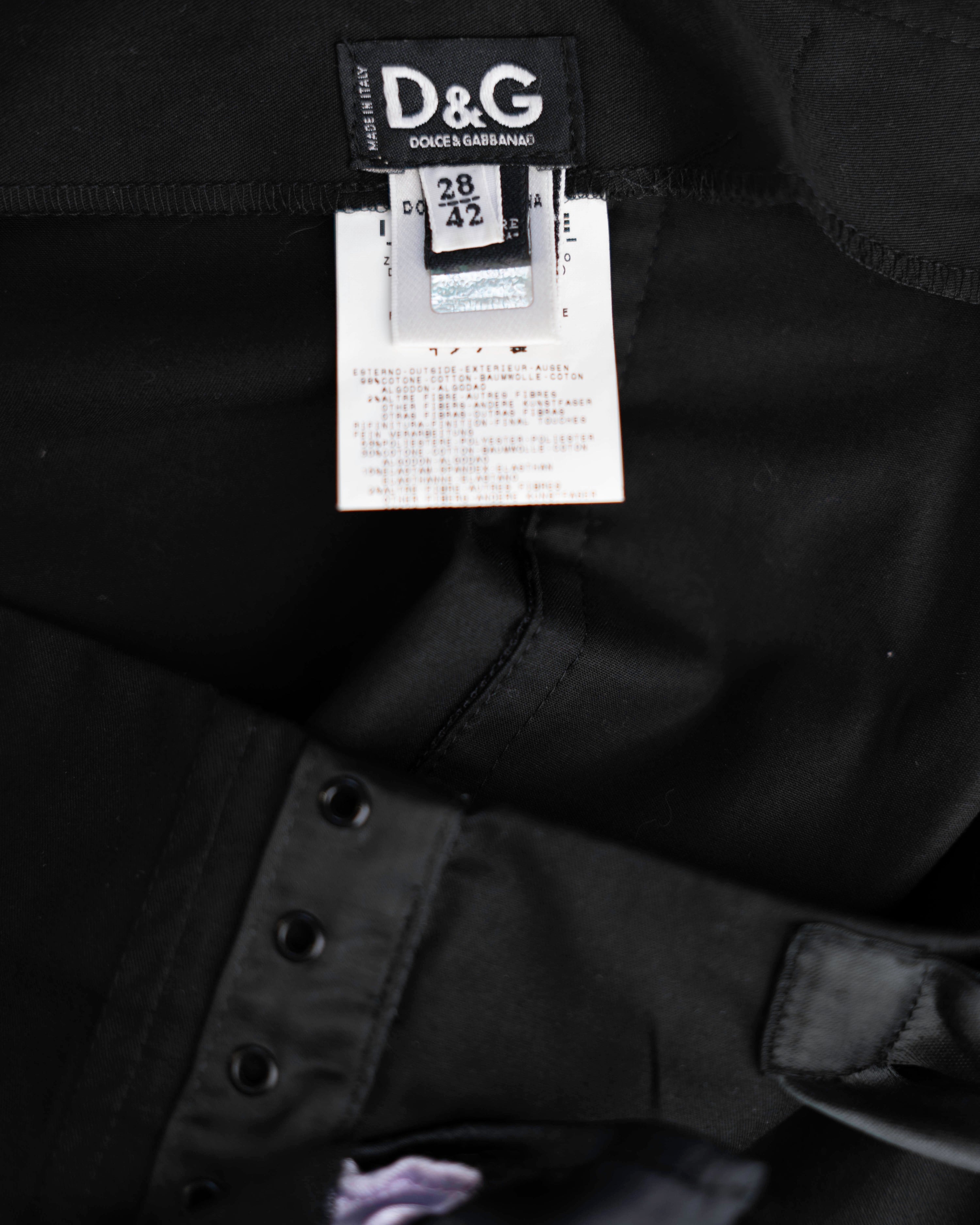 D&G Dolce & Gabbana Black Cotton A-Line Skirt
