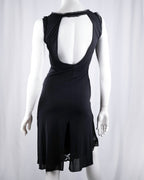 Black Sequin Open-Back Slip Dress