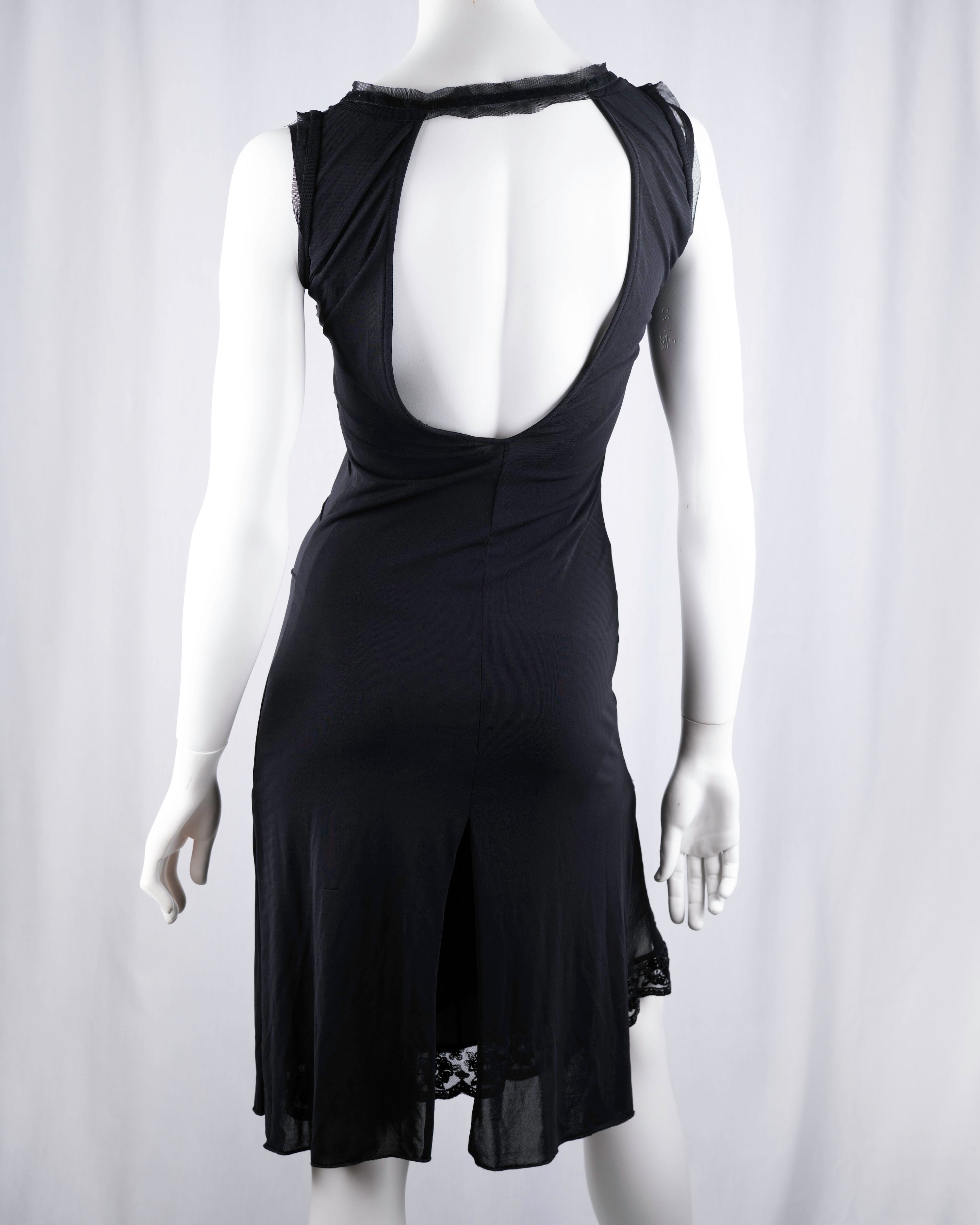 Black Sequin Open-Back Slip Dress