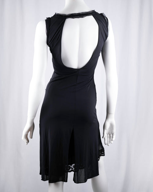 Black Sequin Open-Back Slip Dress