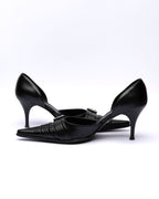 Any Leather Pointed buckle Pumps