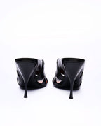 Prada Black Leather Woven Strap Mules