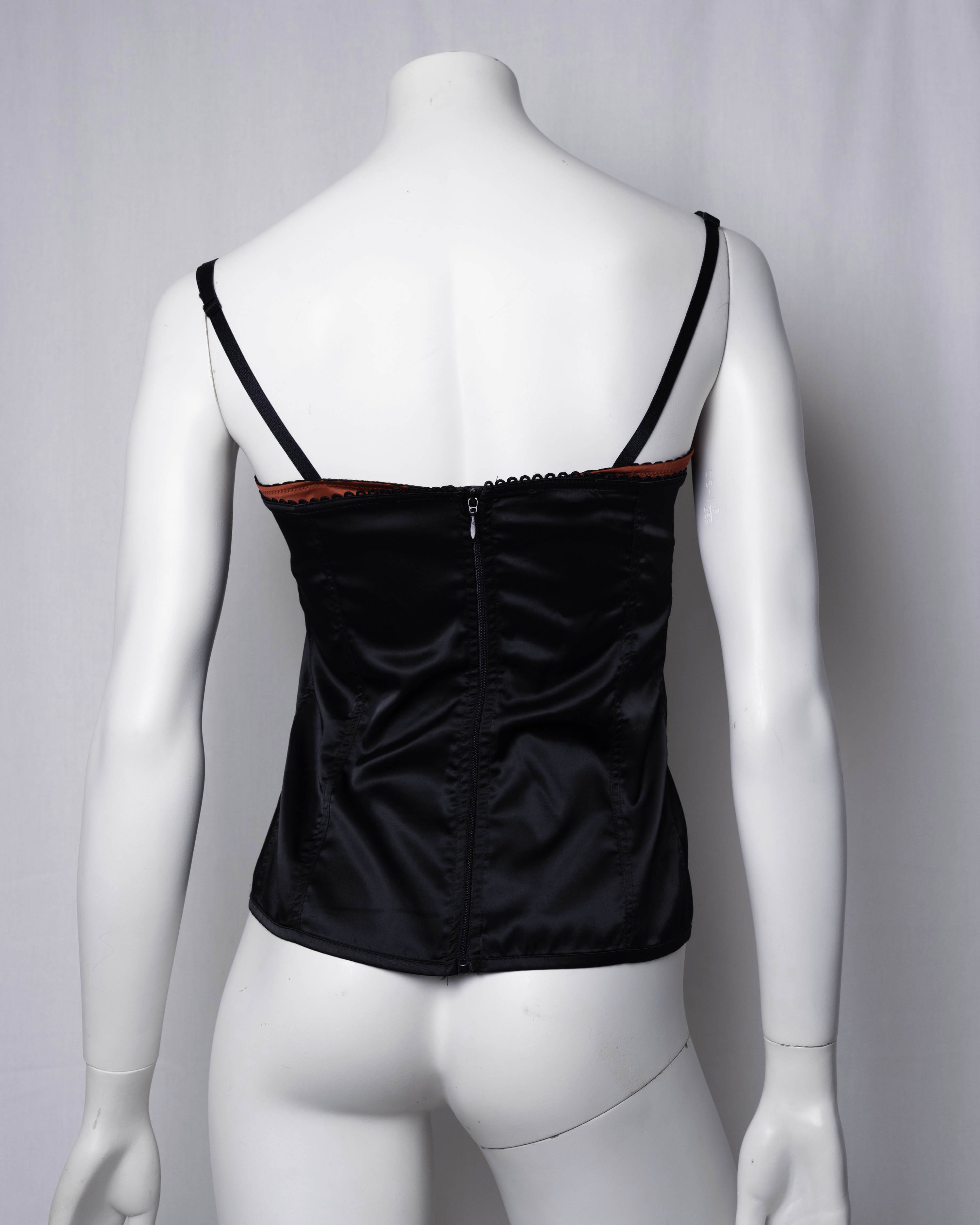 Denny Rose Black Satin Two-Piece Set Top & Bustier
