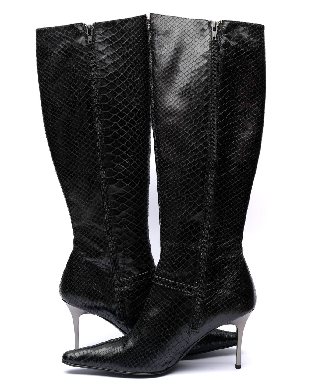 Kalliste Snake-Embossed Leather Knee-High Boots