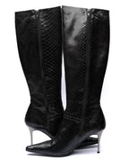 Kalliste Snake-Embossed Leather Knee-High Boots
