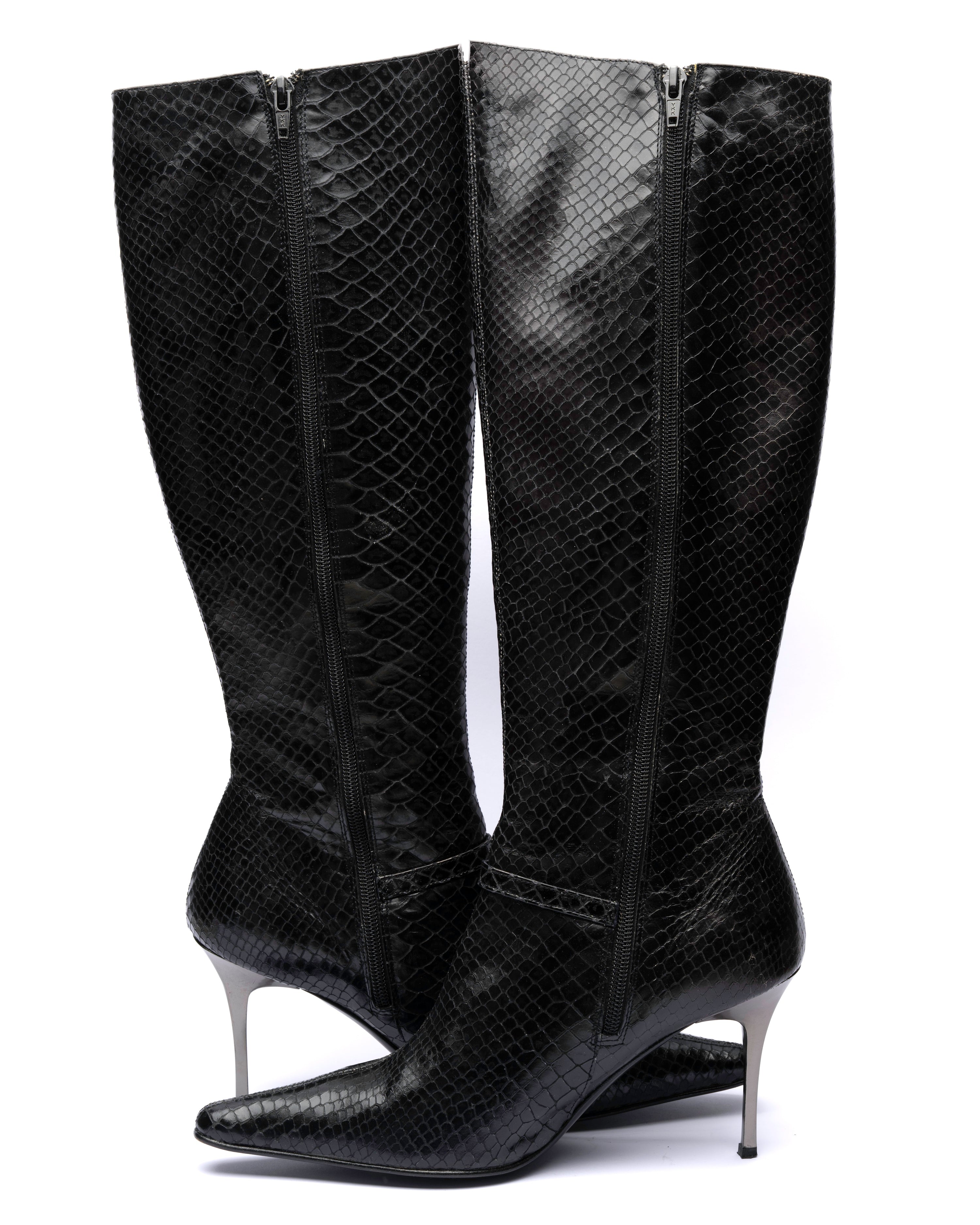 Kalliste Snake-Embossed Leather Knee-High Boots