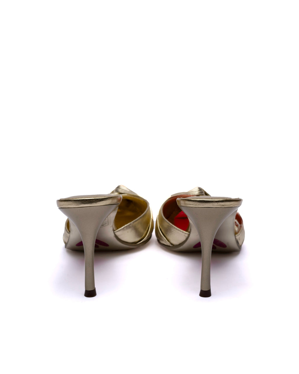 Betty Flowers Gold Leather Mules