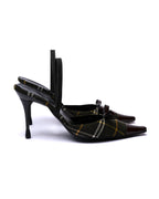 Moschino Plaid Patent Leather Slingback Heels