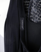 Black Sequin Open-Back Slip Dress