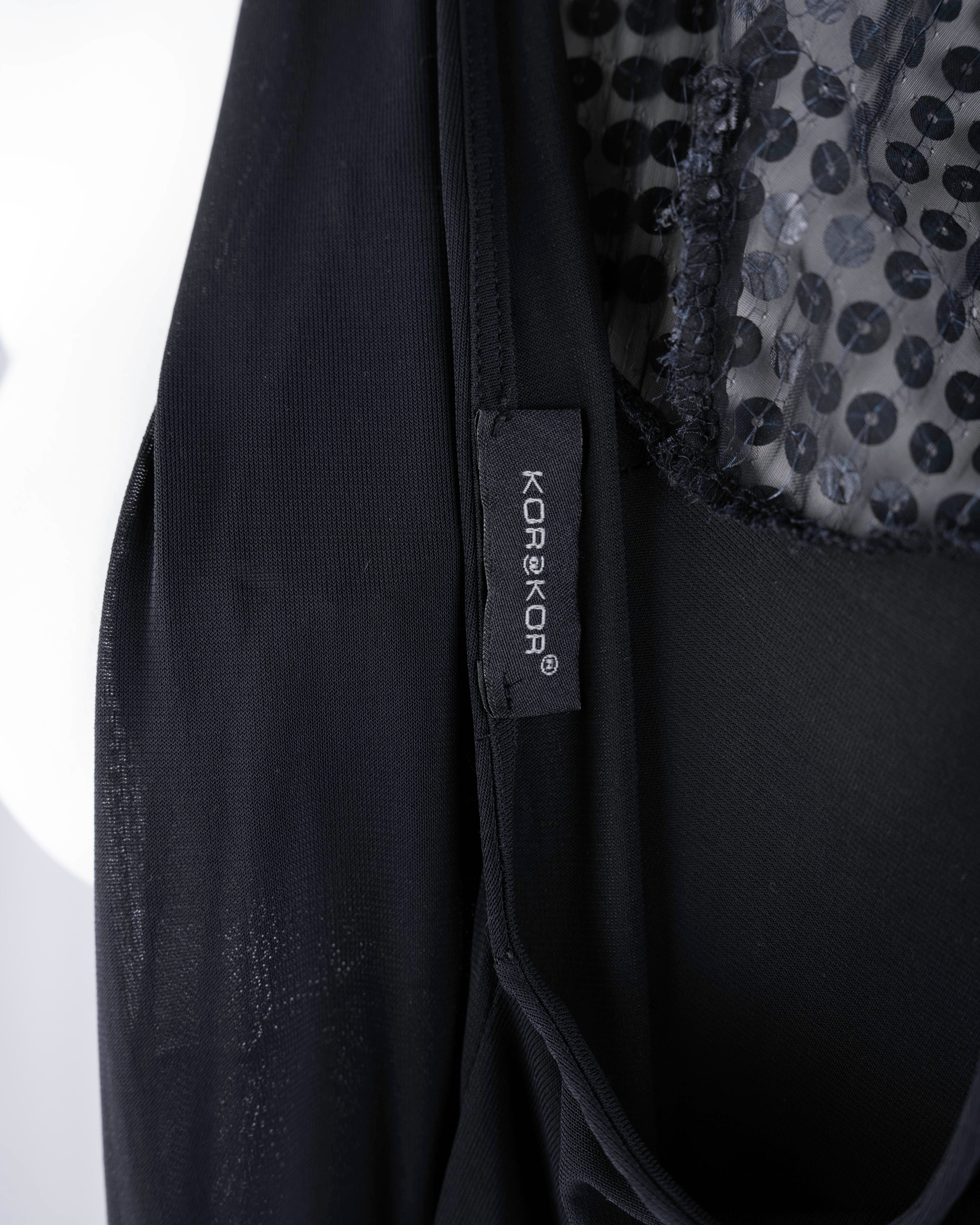 Black Sequin Open-Back Slip Dress