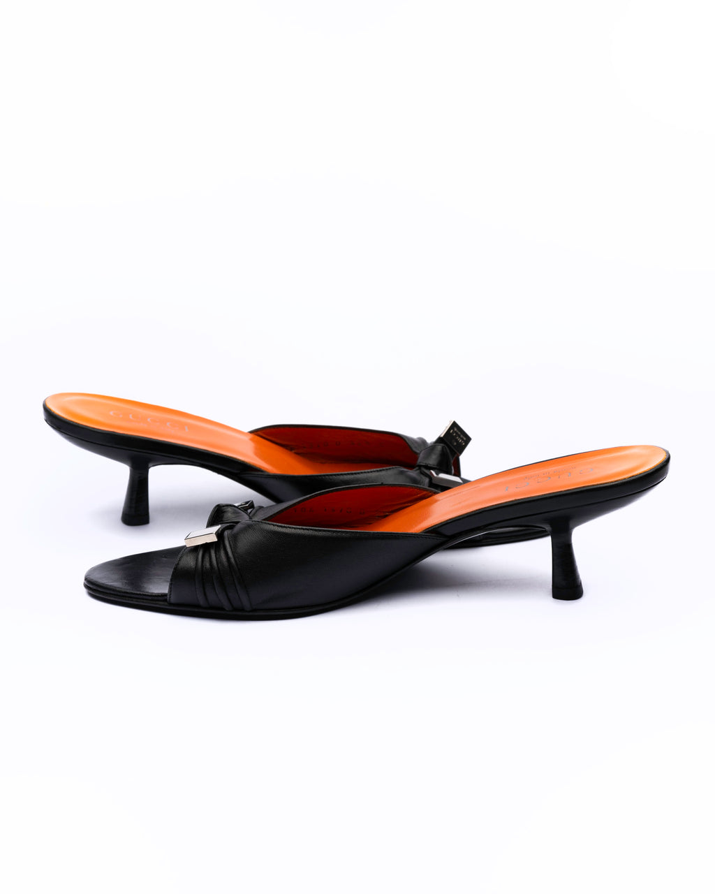 Gucci Tom Ford Era Leather Kitten Heel Mules