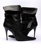 SHY Leather Wrap-Strap Fold-Over Ankle Boots