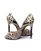 Christian Louboutin Python/ Polka Dot Print Peep-Toe Pumps