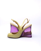 Emporio Armani Patent Leather Lucite Wedge Slingbacks