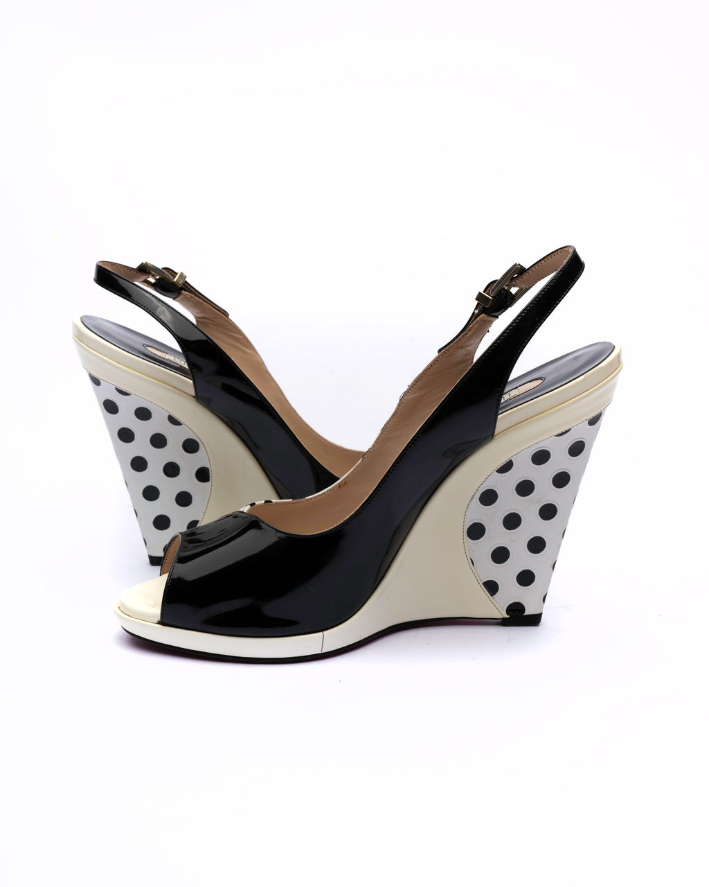 Luciano Padovan Polka Dot Wedge Slingbacks