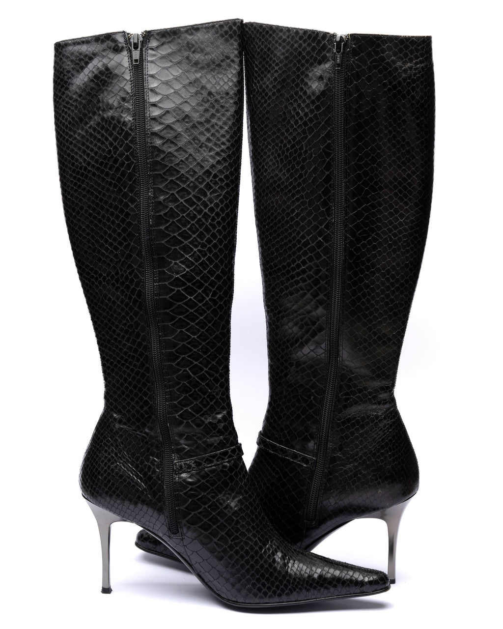 Kalliste Snake-Embossed Leather Knee-High Boots