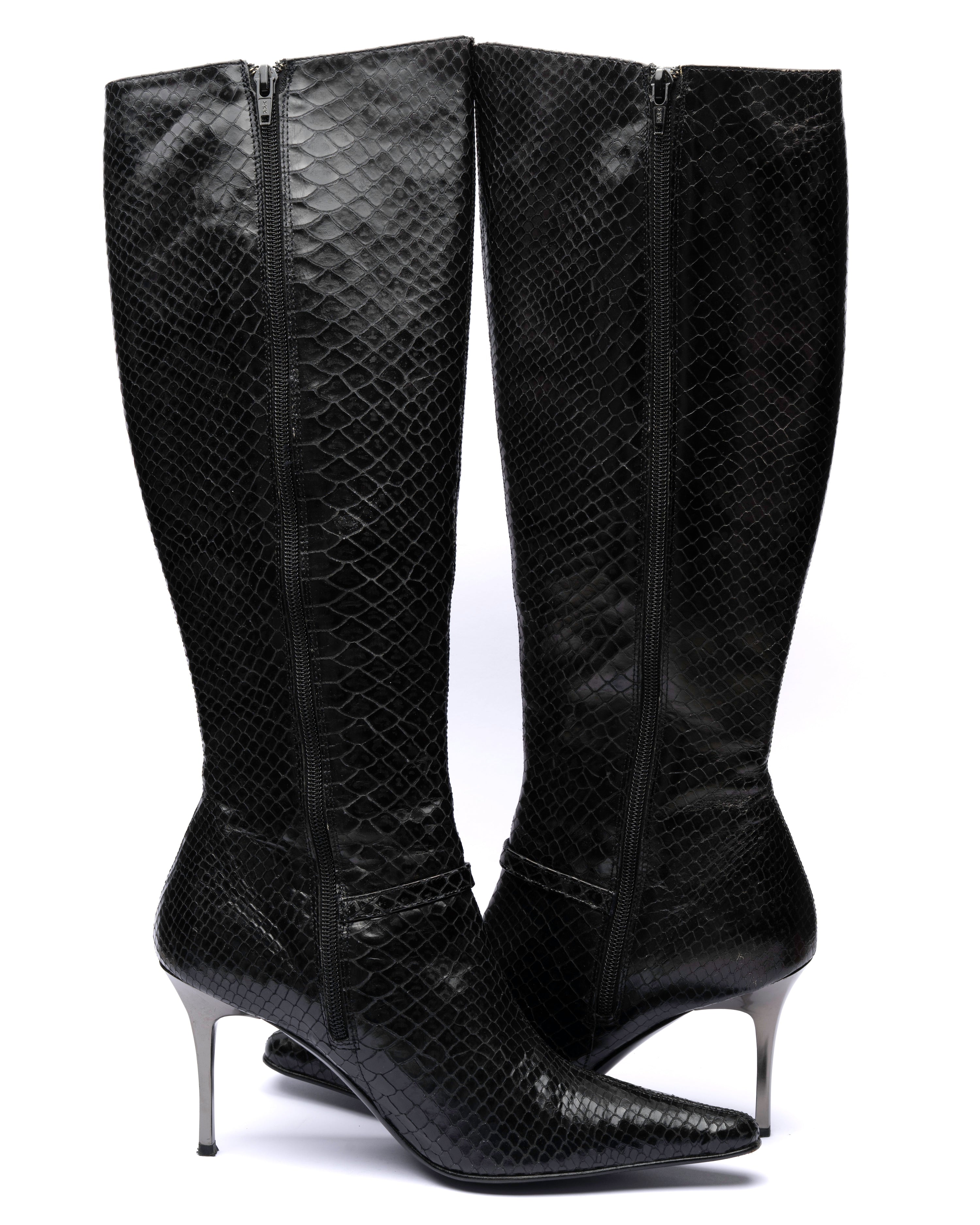 Kalliste Snake-Embossed Leather Knee-High Boots