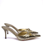 Betty Flowers Gold Leather Mules