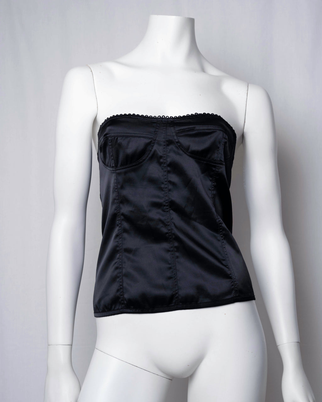 Denny Rose Black Satin Two-Piece Set Top & Bustier