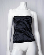 Denny Rose Black Satin Two-Piece Set Top & Bustier