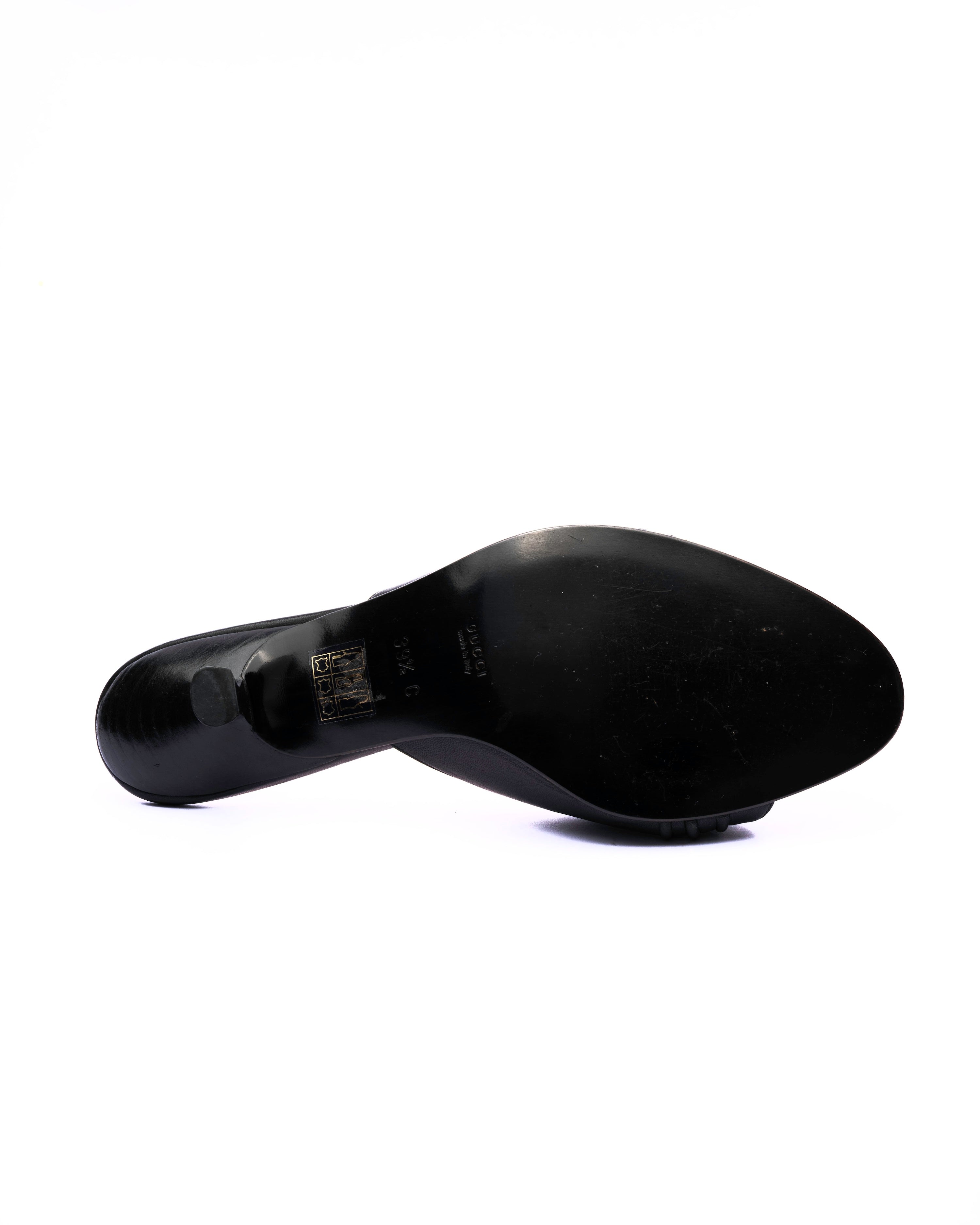 Gucci Tom Ford Era Leather Kitten Heel Mules