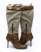 Pollini Canvas & Leather Knee-High Boots
