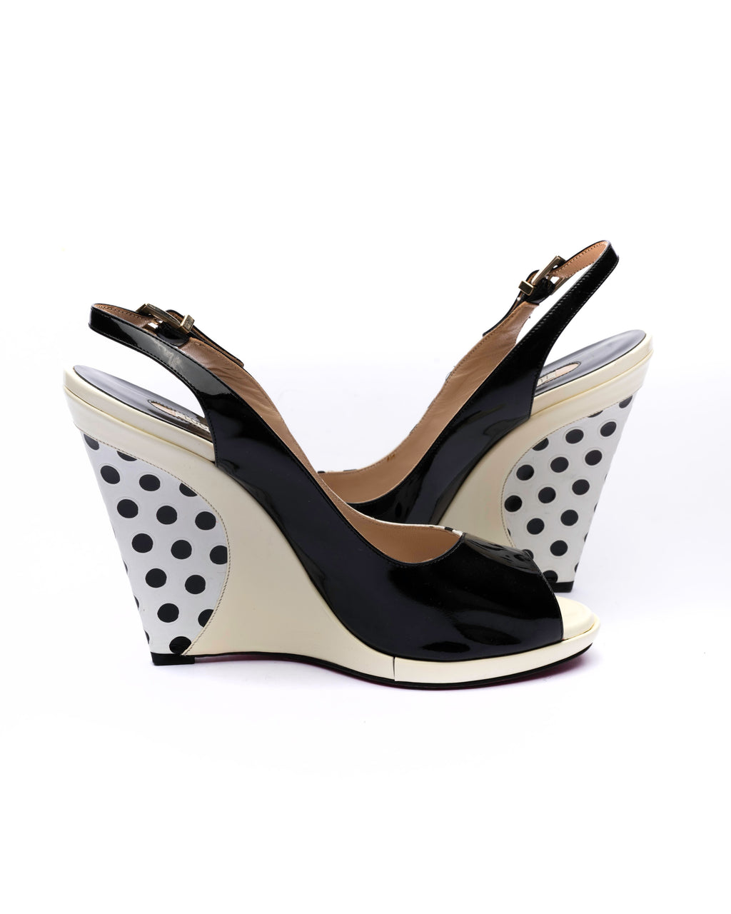 Luciano Padovan Polka Dot Wedge Slingbacks